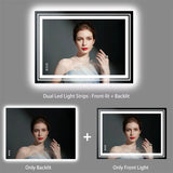 Luxury Crystal Clear LED Bathroom Mirror IP65 Waterproof Dimming Makeup Dressing Mirror with Double Lights