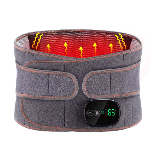 Heating Vibration Massager Belt, Red Light Hot Compress Waist Support Brace Waist Back Massage Lumbar Support Belt Health Care