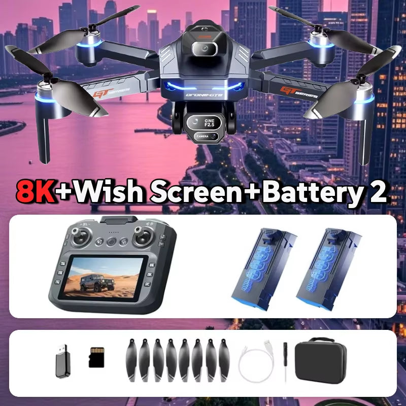 For Genuine GT8 Drone 4K Professional Dual Camera FPV GPS Brushless Motor Optical Flow Hovering Folding Quadcopter 4K 8K RC Dron