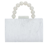 Women’s Luxury Acrylic Evening Bag Pearl Handle Crossbody Purse with Removable Chain Elegant Clutch for Cocktail & Formal Events Clear Acrylic Handbag with Pearl Handle & Chain
