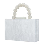 Women’s Luxury Acrylic Evening Bag Pearl Handle Crossbody Purse with Removable Chain Elegant Clutch for Cocktail & Formal Events Clear Acrylic Handbag with Pearl Handle & Chain