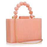 Women’s Luxury Acrylic Evening Bag Pearl Handle Crossbody Purse with Removable Chain Elegant Clutch for Cocktail & Formal Events Clear Acrylic Handbag with Pearl Handle & Chain