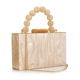 Women’s Luxury Acrylic Evening Bag Pearl Handle Crossbody Purse with Removable Chain Elegant Clutch for Cocktail & Formal Events Clear Acrylic Handbag with Pearl Handle & Chain