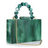Women’s Luxury Acrylic Evening Bag Pearl Handle Crossbody Purse with Removable Chain Elegant Clutch for Cocktail & Formal Events Clear Acrylic Handbag with Pearl Handle & Chain