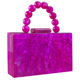 Women’s Luxury Acrylic Evening Bag Pearl Handle Crossbody Purse with Removable Chain Elegant Clutch for Cocktail & Formal Events Clear Acrylic Handbag with Pearl Handle & Chain