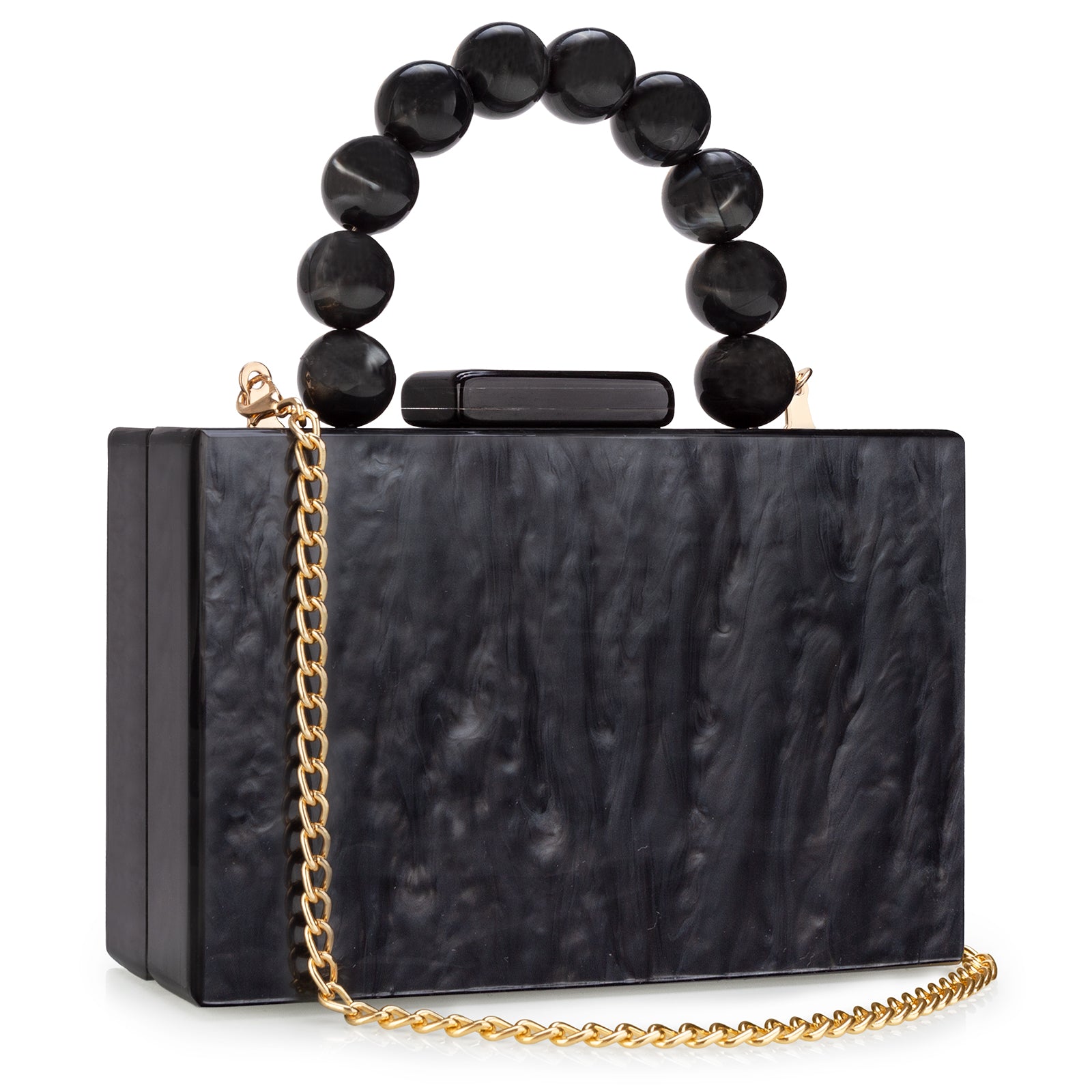 Women’s Luxury Acrylic Evening Bag Pearl Handle Crossbody Purse with Removable Chain Elegant Clutch for Cocktail & Formal Events Clear Acrylic Handbag with Pearl Handle & Chain