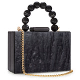Women’s Luxury Acrylic Evening Bag Pearl Handle Crossbody Purse with Removable Chain Elegant Clutch for Cocktail & Formal Events Clear Acrylic Handbag with Pearl Handle & Chain