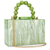 Women’s Luxury Acrylic Evening Bag Pearl Handle Crossbody Purse with Removable Chain Elegant Clutch for Cocktail & Formal Events Clear Acrylic Handbag with Pearl Handle & Chain