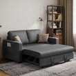 W/Pull-Out Trundle Bed Sleeper Sofa Convertible Couch for Limited Spaces Living Room Bedroom Guest Room Dark Gray 55.5 In