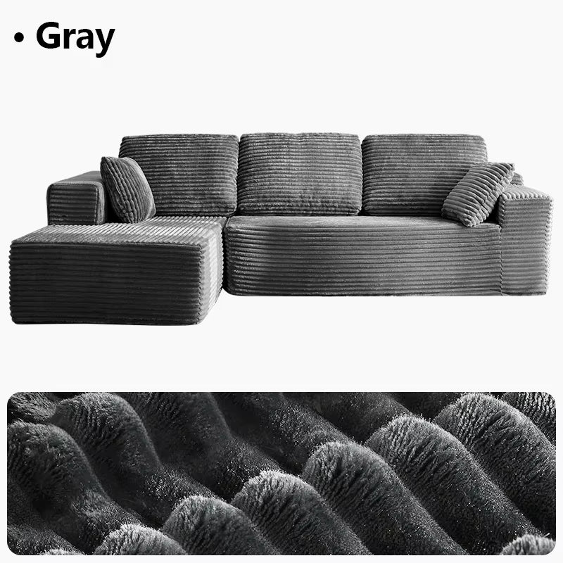 Oversized L Shaped Couch with Chaise, Minimalist Compressed Boneless Couch No Assembly Required, Modular Cloud Sectional Sofa Fo