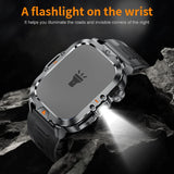LIGE 2.01-Inch HD Screen Men Smart Watch with Flashlight Outdoor Sports Men Watch IP68 Waterproof Health Monitor Call Smartwatch