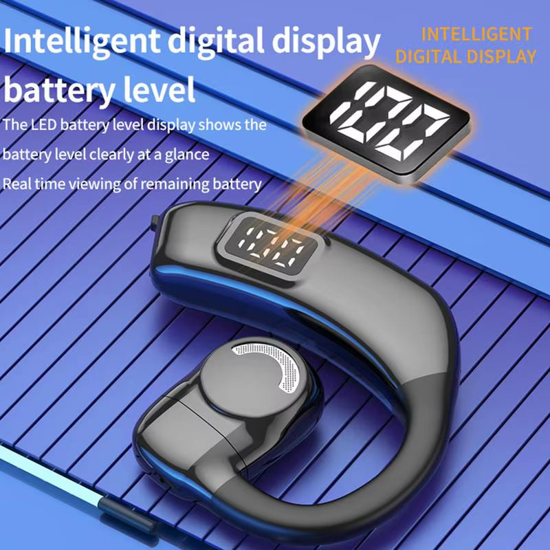 Wireless Handsfree Headset, LED Display Wireless Open Ear Headphones, HIFI Sound, Noise Reduction and 180 Degree Rotation
