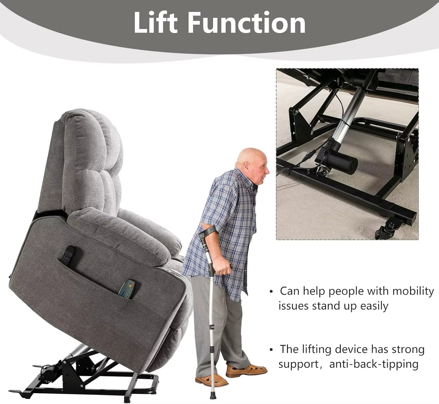 Oversized Power Lift Recliner Chair for Elderly, Electric Recliner Chair with Massage and Heating with USB Port