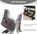 Oversized Power Lift Recliner Chair for Elderly, Electric Recliner Chair with Massage and Heating with USB Port