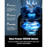 Professional Kitchen Blender 1200 Peak Watts with 5 Functions for Ice Crushing Frozen Fruit 52 Oz Glass Jar and 24 Oz To-Go Cup