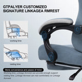 Ergonomic Gaming Chair with Pocket Spring Cushion, Adjustable Linkage Armrests, Footrest, and Lumbar Support