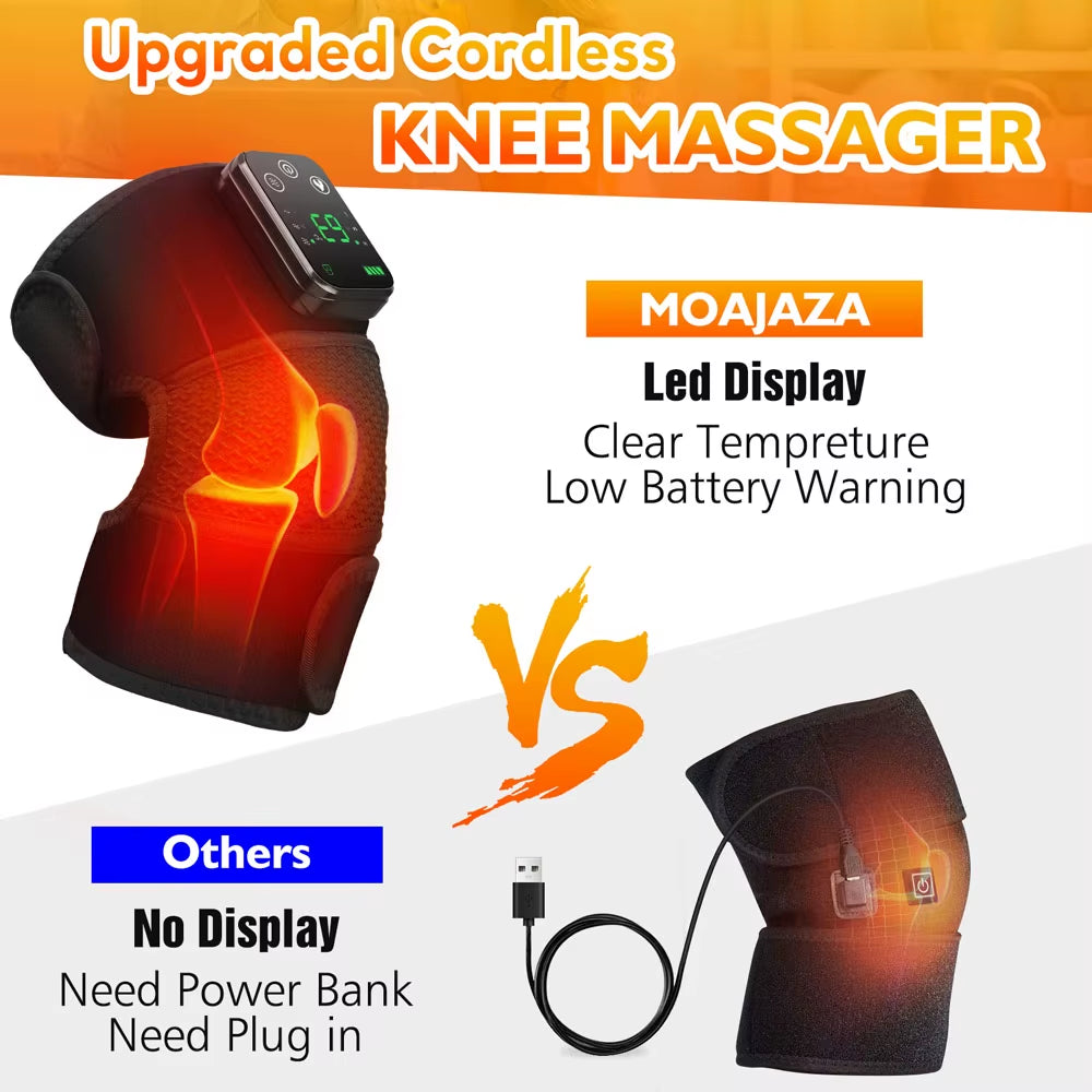 Eletric Heating Knee Massage Instrument Cordless Hot Compress Vibrator Knee Pad Joint for Elbow Leg Brace Care Muscle Relaxation