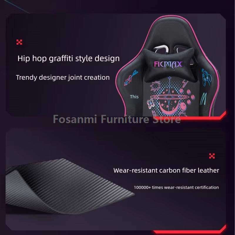 Stylish Graffiti Gaming Chair with Lumbar Support Adjustable Gamer Computer Swivel Chair for Home Office Ergonomic Desk PC Chair