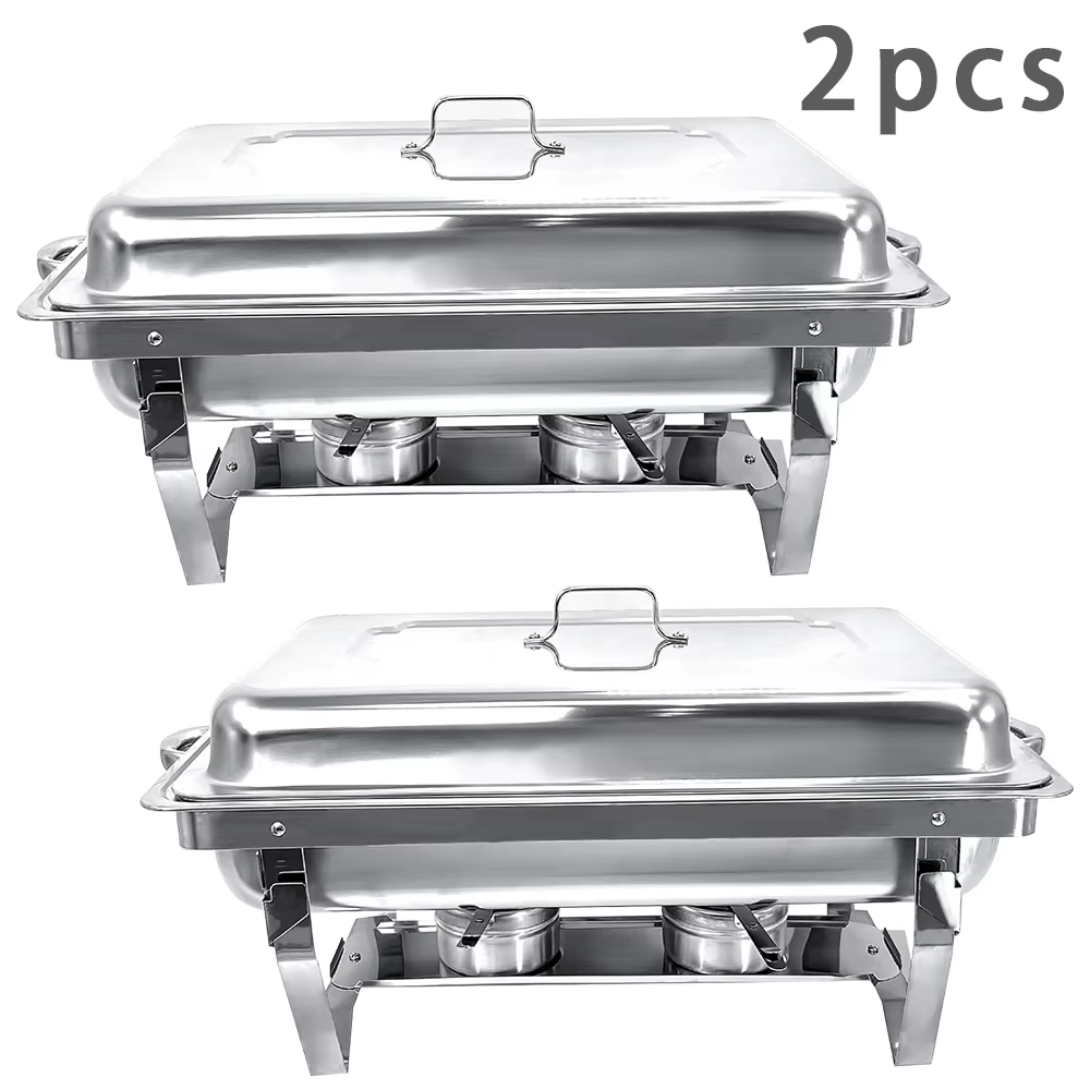 1/2Psc Stainless Steel Chafing Dish Set Full-Size Rectangular Buffet Food Warmer for Catering Weddings Events