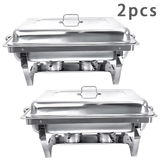 1/2Psc Stainless Steel Chafing Dish Set Full-Size Rectangular Buffet Food Warmer for Catering Weddings Events