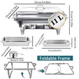 1/2Psc Stainless Steel Chafing Dish Set Full-Size Rectangular Buffet Food Warmer for Catering Weddings Events
