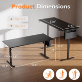 Height Adjustable Electric Standing Desk with Memory Presets and Storage Bag for Home Use