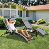 Aluminum Lounge Chair for outside with 5 Adjustable Positions+Table 3Pcs Chaise Outdoor for Pool, Garden,Beach,Camping,Backyard