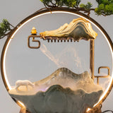 Tabletop Water Fountain Indoor Waterfall with round Led Light & Mist Maker and Incense Holder for Home Office Decor for Good Luck