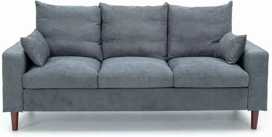 3-Seater Upholstered Fabric Sofa for Small Living Room, Dorm, Small Spaces (Grey) Sofa Set Living Room Furniture