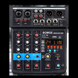B 4 Channel 24 DSP DJ Audio Sound Mixer Interface Mixing Console Desktop Karaoke with MP3 Input USB Bluetooth Input Stereo