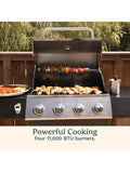 4-Burner Gas Grill, 44,000 BTU Stainless Steel Full Size Propane Grill with Cast Iron Grates, Outdoor Barbecu with Large Space