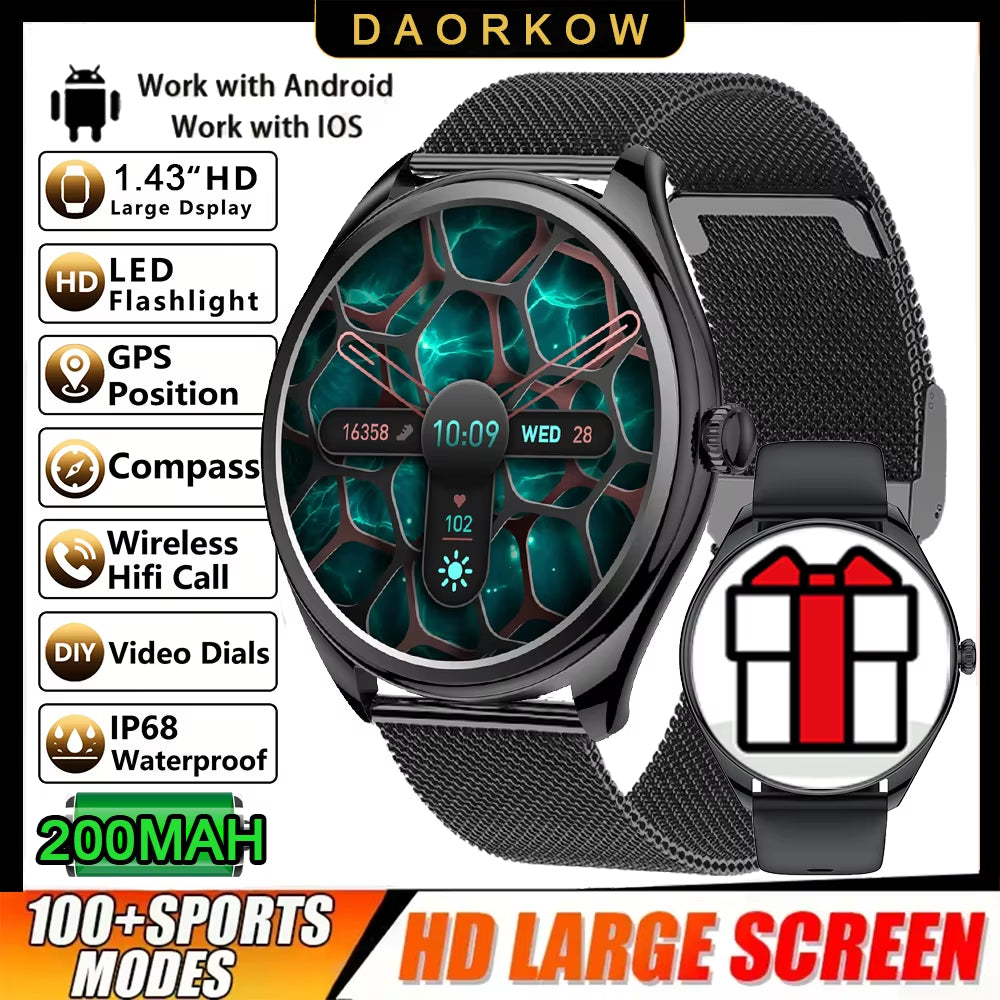 2025 New 1.43-Inch AMOLED 466*466 Screen Men and Women Bluetooth Call Sports Fitness Ultra-Thin Waterproof Smart Watch