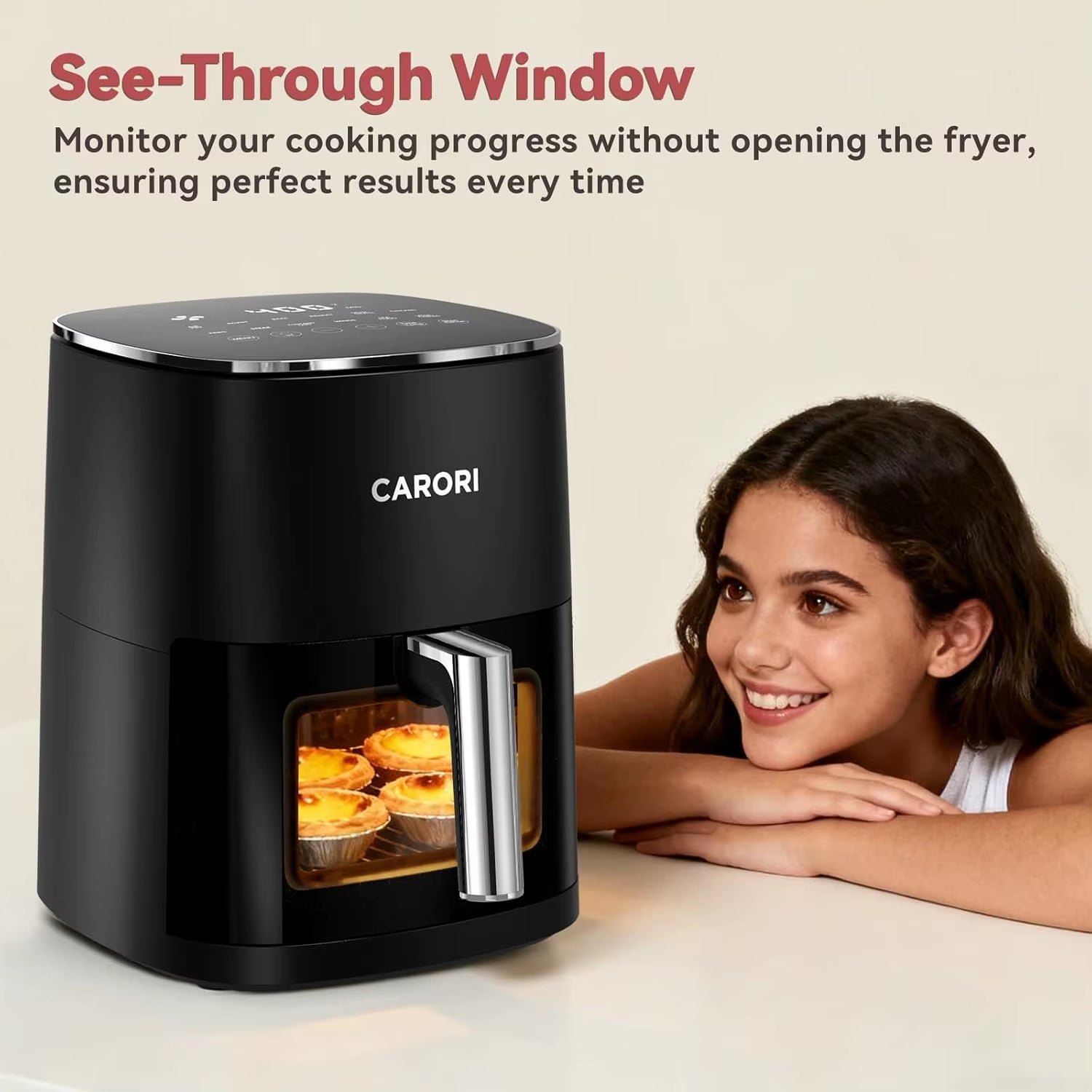 6QT Air Fryer with Viewing Window, 12 Presets, 1700W Fast Cooking, Max 400℉ Crisping, Large Nonstick Basket