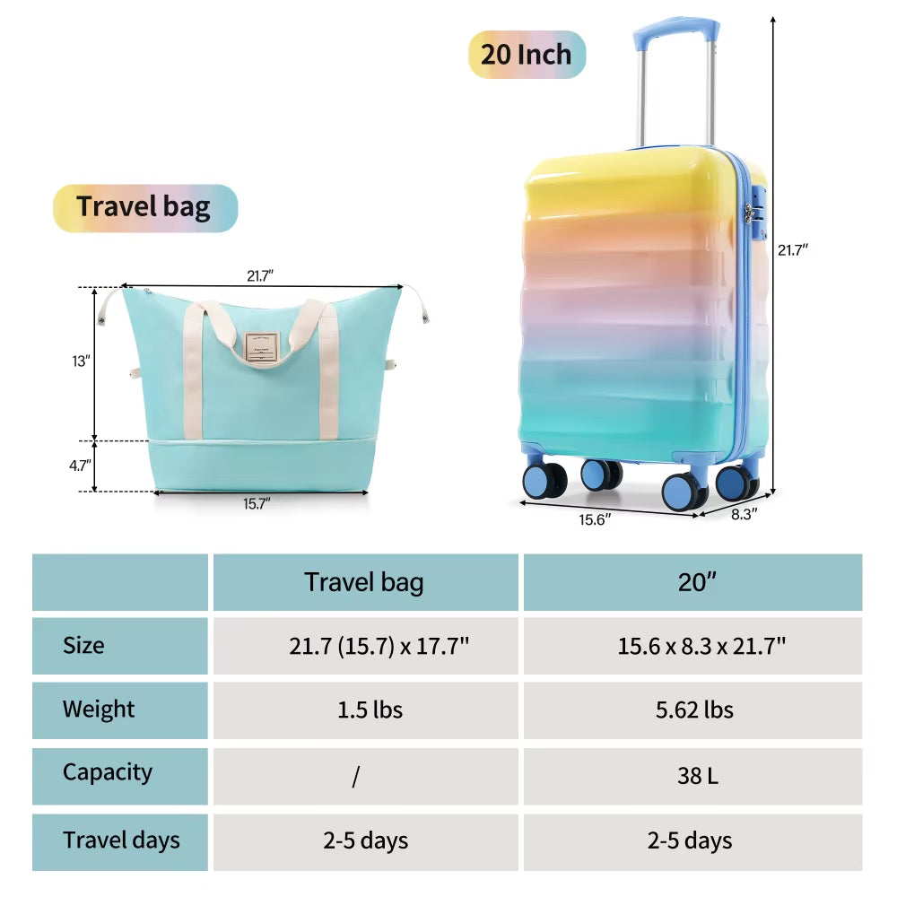 20"Carry-On Luggage with Cup Holder–Lightweight Glossy Hardshell Suitcases with Spinner Wheels TSA Lock Airline Approved