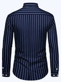 New Men'S Casual Shirt Fashion Striped Long Sleeve Male Business Dress Shirt