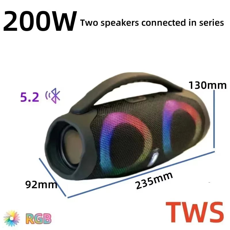 Portable Waterproof 100W High Power Bluetooth Speaker RGB Colorful Light Wireless Subwoofer 360 Stereo Surround TWS FM Boom Box