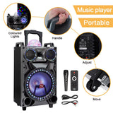 12" Portable Bluetooth Speaker Loud Subwoofer Heavy Bass Party FM DJ LED AUX USB TF Wiith Microphone and Remote