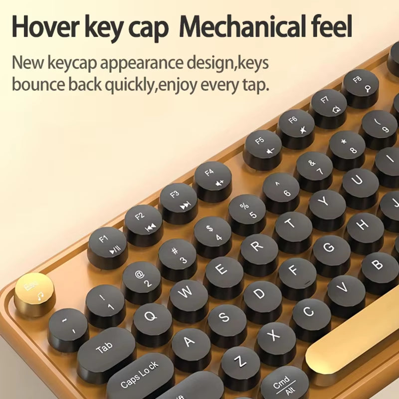 AC306 Wireless Keyboard and Mouse Combo Retro round Key Cap Full-Size 104-Key Laptop for Office Entertainment