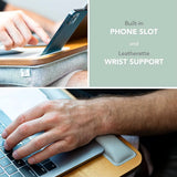 Acacia Wood Lap Desk with Integrated Wrist Rest, Mouse Pad, and Phone Holder - Accommodates 15.6 Inch Laptops - Natural Finish