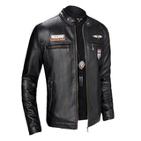 Leather Lop Bags Men'S Autumn Winter Slim Leather Jacket Fashion Custom Printed Motorcycle Coat Zipper Куртка Мужская Зимняя