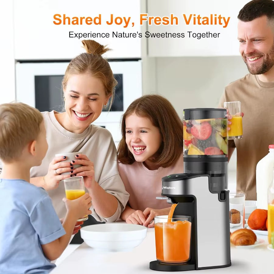 400W Cold Press Juicer with 4.9 Wide Feed Chute for Whole Fruits Vegetables Silver Gray Slow Masticating Juicer with Advanced T
