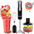 Cordless Immersion Blender Handheld 4-In-1 with 500Ml Chopper 600Ml Beaker Egg Whisk 8 Speeds USB Rechargeable for Smoothies Ba