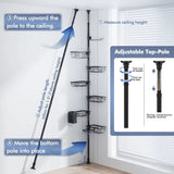 Adjustable Shower Caddy Organizer, Rustproof 6-Pack Corner Shelf with Towel Bar & Soap Dish for Bathroom Storage, Black