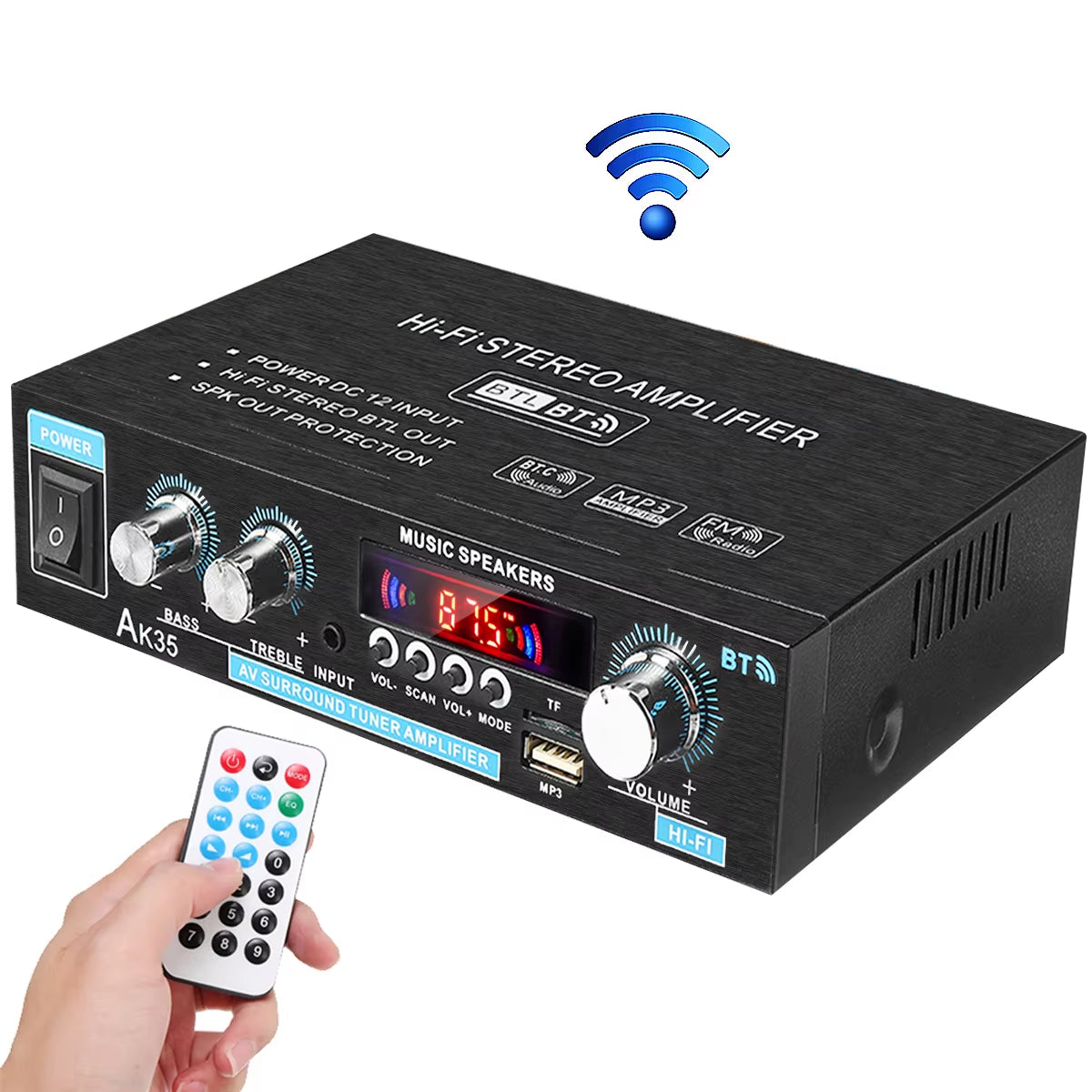 AK35 400W+400W 110-240V Mini Digital Home Car Audio Amplifier Car Subwoofer Amplifier Hifi Stereo Bass Power Bluetooth Speaker