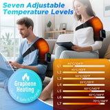 Wireless Shoulder Massager Pad Wrap App-Controlled Graphene Heating 7 Temp Levels 3 Vibration Modes 3 Timers LCD Muscle Relax