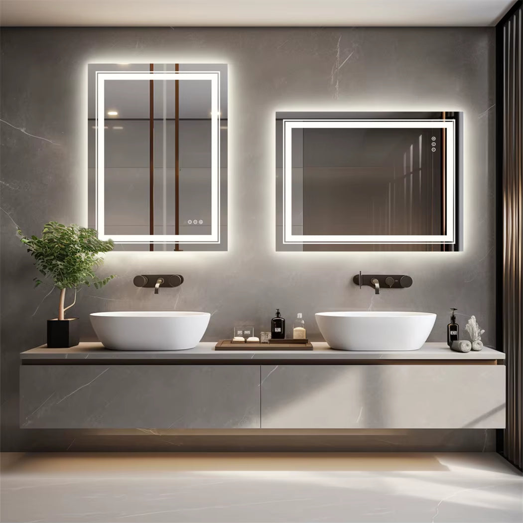 Luxury Crystal Clear LED Bathroom Mirror IP65 Waterproof Dimming Makeup Dressing Mirror with Double Lights
