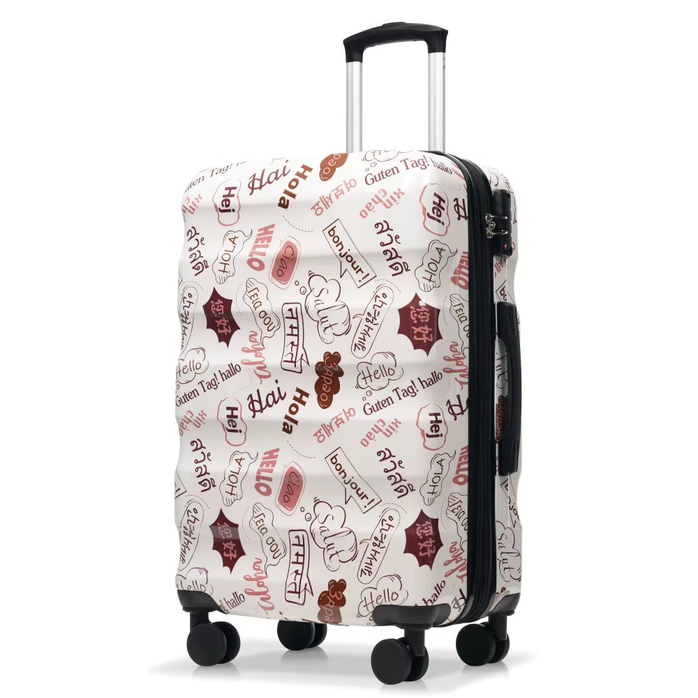 20"Carry-On Luggage with Cup Holder–Lightweight Glossy Hardshell Suitcases with Spinner Wheels TSA Lock Airline Approved