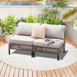 2-Piece Outdoor Rattan Armchair Set, All-Weather PE Wicker Patio Chairs with Beige Cushions, Gray Modular Sectional, Customized