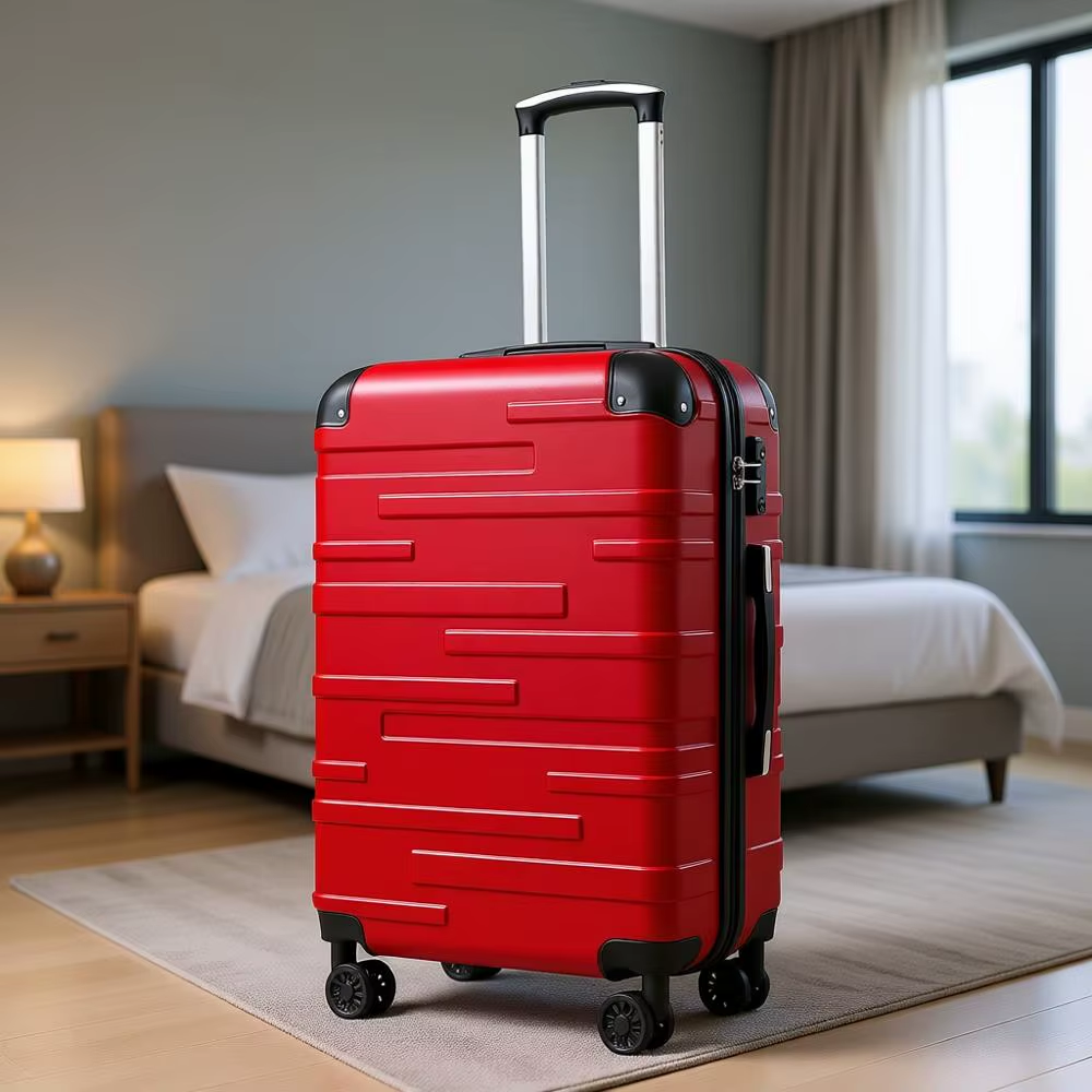 20-Inch Lightweight Red Carry-On Suitcase with TSA Lock and Spinner Wheels
