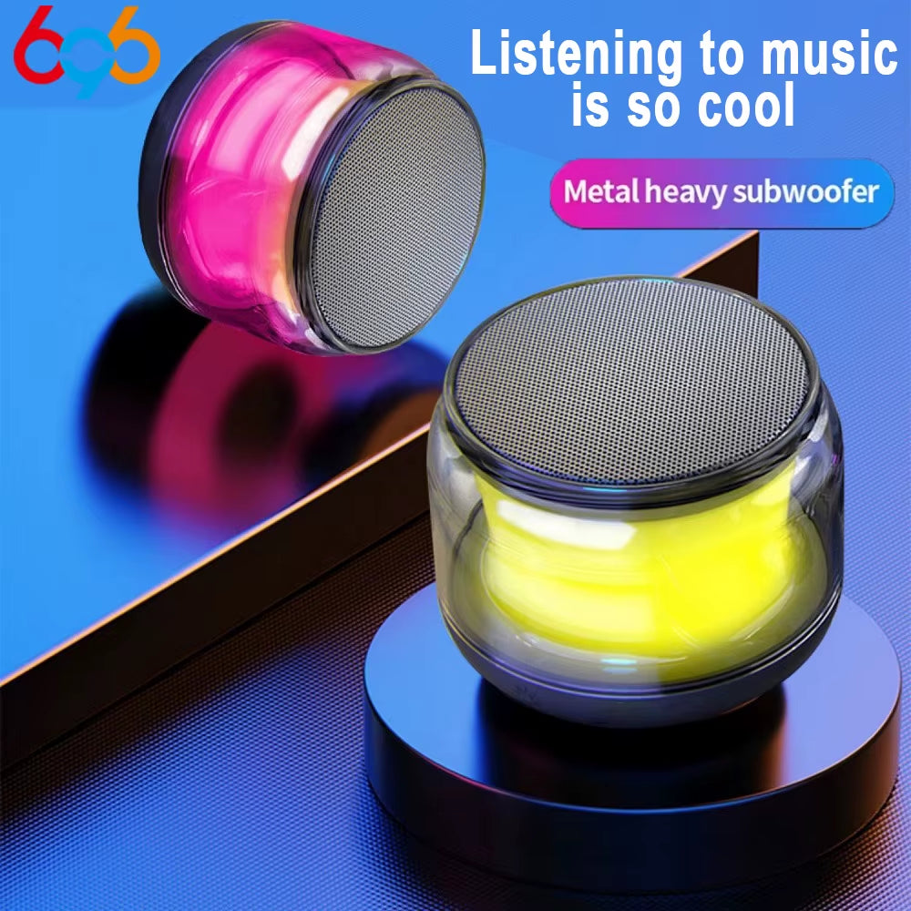 360° Mini Compactly TWS Wireless Bluetooth-Compatible Speaker Soundbar Loudspeaker LED Lights for Outdoor Activity/Home/Travel